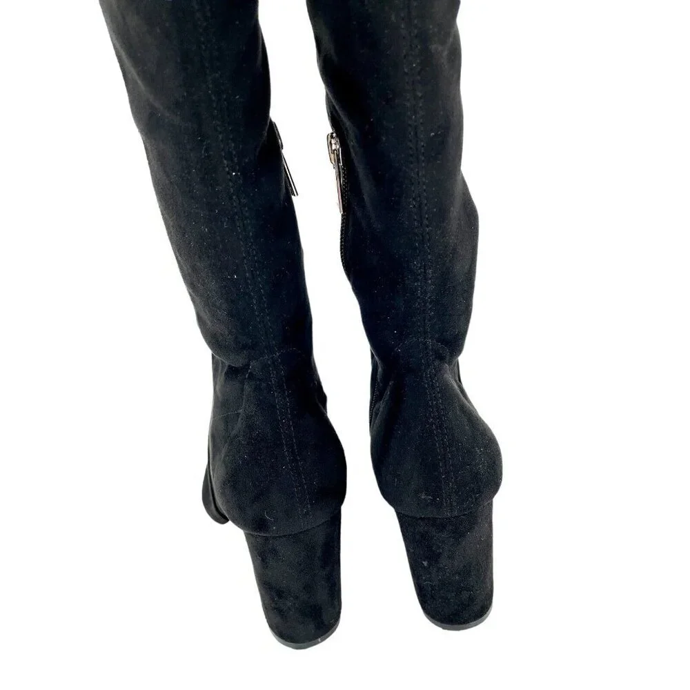 Marc Fisher Ulona Black Fabric Suede Over the Knee Boots SZ 6.5 $249